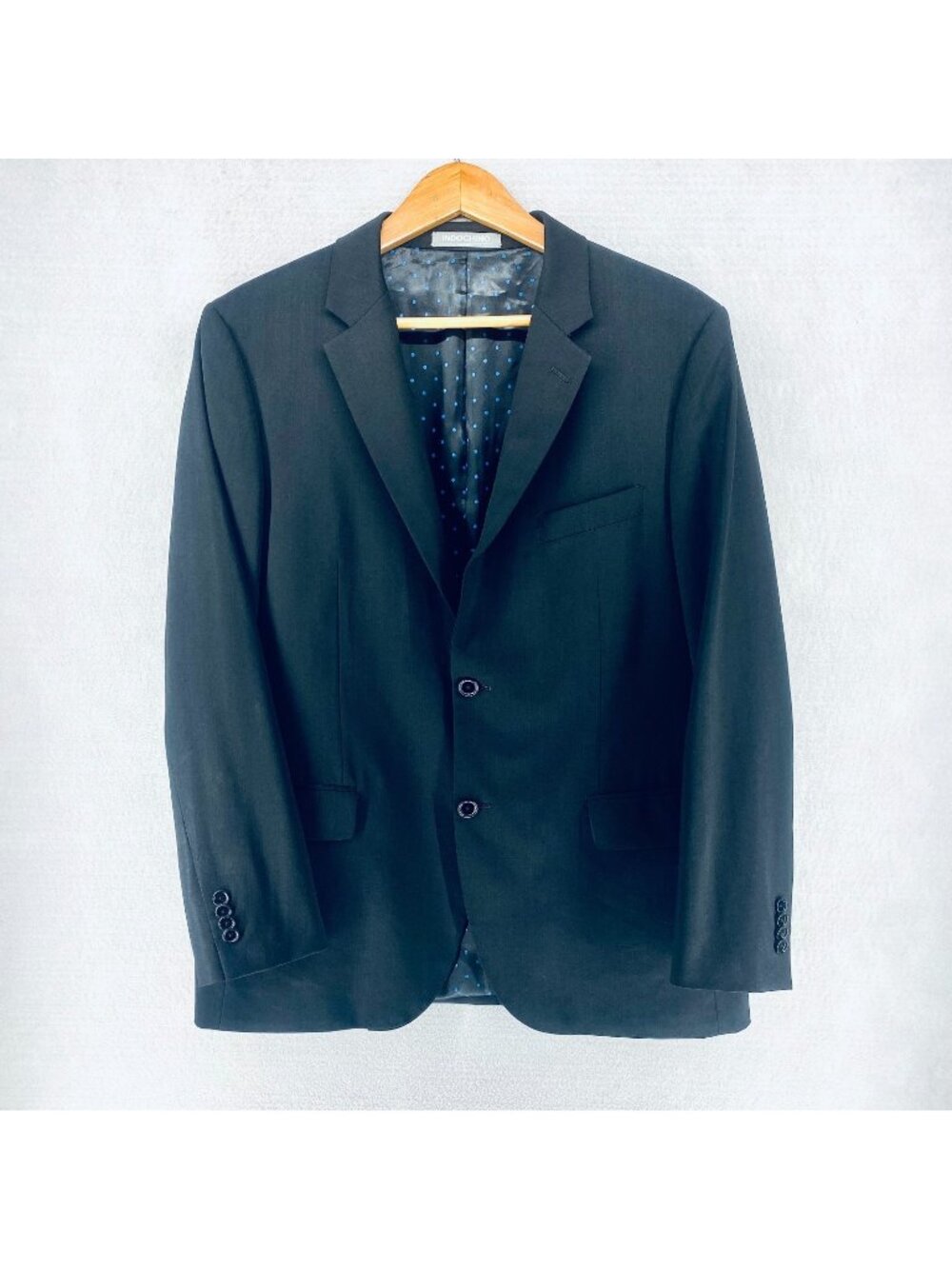 Indochino Bespoke Blazer Mens 44R Black Wool Sport Coat Jacket Wedding
